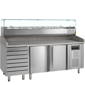 TEFCOLD PT1310 + GVC38-200 Pizzatafel incl. unit voor toppings - Afbeelding 1