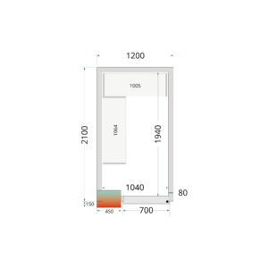 TEFCOLD CR 120x210x212 NF Koelcelpanelen 80 mm - zonder vloer - Afbeelding 1