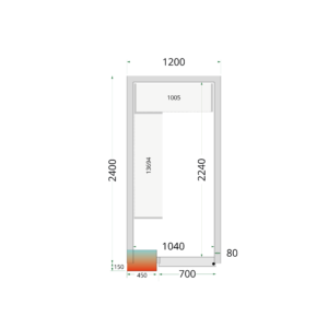 TEFCOLD CR 120x240x212 NF Koelcelpanelen 80 mm - zonder vloer - Afbeelding 1