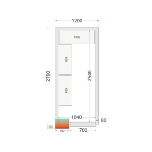 TEFCOLD CR 120x270x212 NF Koelcelpanelen 80 mm - zonder vloer - Afbeelding 1