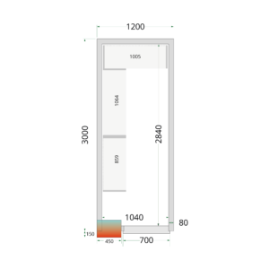 TEFCOLD CR 120x300x212 NF Koelcelpanelen 80 mm - zonder vloer - Afbeelding 1