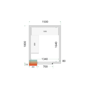 TEFCOLD CR 150x180x212 NF Koelcelpanelen 80 mm - zonder vloer - Afbeelding 1