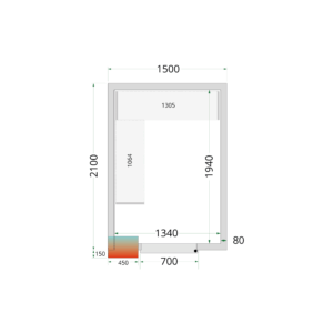 TEFCOLD CR 150x210x212 NF Koelcelpanelen 80 mm - zonder vloer - Afbeelding 1