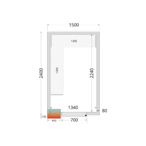TEFCOLD CR 150x240x212 NF Koelcelpanelen 80 mm - zonder vloer - Afbeelding 1