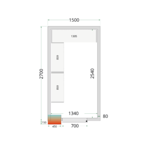 TEFCOLD CR 150x270x212 NF Koelcelpanelen 80 mm - zonder vloer - Afbeelding 1