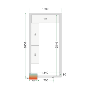 TEFCOLD CR 150x300x212 NF Koelcelpanelen 80 mm - zonder vloer - Afbeelding 1