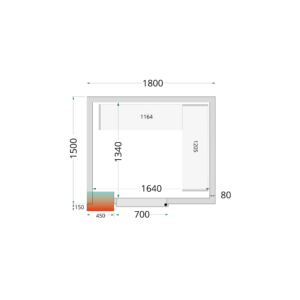 TEFCOLD CR 180x150x212 NF Koelcelpanelen 80 mm - zonder vloer - Afbeelding 1