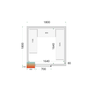 TEFCOLD CR 180x180x212 NF Koelcelpanelen 80 mm - zonder vloer - Afbeelding 1
