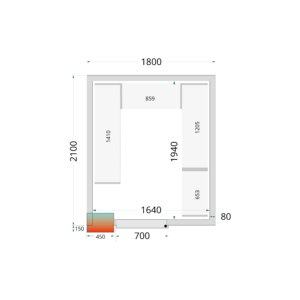 TEFCOLD CR 180x210x212 NF Koelcelpanelen 80 mm - zonder vloer - Afbeelding 1