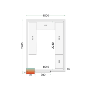 TEFCOLD CR 180x240x212 NF Koelcelpanelen 80 mm - zonder vloer - Afbeelding 1