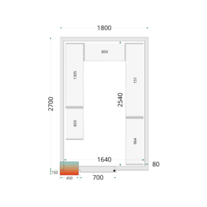 TEFCOLD CR 180x270x212 NF Koelcelpanelen 80 mm - zonder vloer - Afbeelding 1