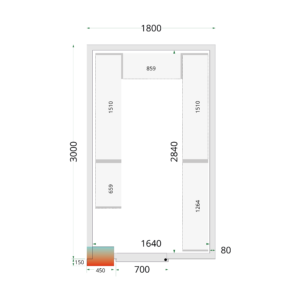TEFCOLD CR 180x300x212 NF Koelcelpanelen 80 mm - zonder vloer - Afbeelding 1