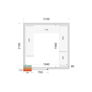 TEFCOLD CR 210x210x212 NF Koelcelpanelen 80 mm - zonder vloer - Afbeelding 1