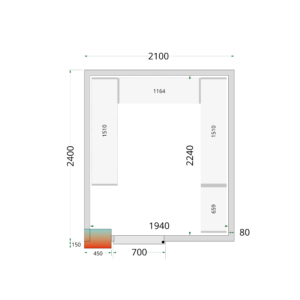 TEFCOLD CR 210x240x212 NF Koelcelpanelen 80 mm - zonder vloer - Afbeelding 1