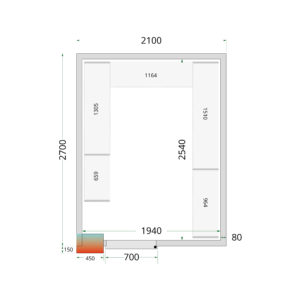 TEFCOLD CR 210x270x212 NF Koelcelpanelen 80 mm - zonder vloer - Afbeelding 1
