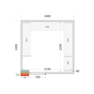 TEFCOLD CR 240x240x212 NF Koelcelpanelen 80 mm - zonder vloer - Afbeelding 1