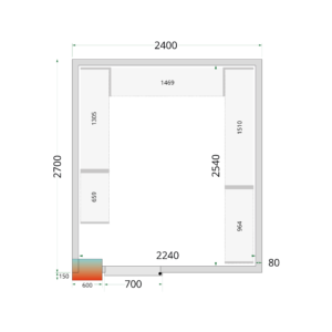 TEFCOLD CR 240x270x212 NF Koelcelpanelen 80 mm - zonder vloer - Afbeelding 1