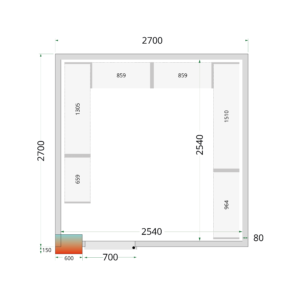 TEFCOLD CR 270x270x212 NF Koelcelpanelen 80 mm - zonder vloer - Afbeelding 1