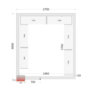 TEFCOLD CR 270x300x212 NF Koelcelpanelen 80 mm - zonder vloer - Afbeelding 1