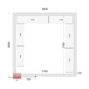 TEFCOLD CR 300x300x220 Vriescelpanelen 120 mm - Afbeelding 1