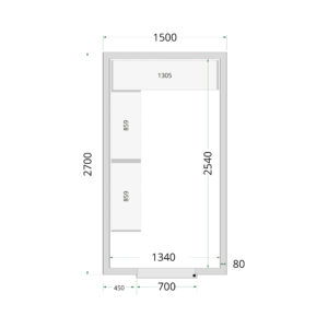 TEFCOLD CR 150x270x220 Koelcelpanelen 80 mm - Afbeelding 1