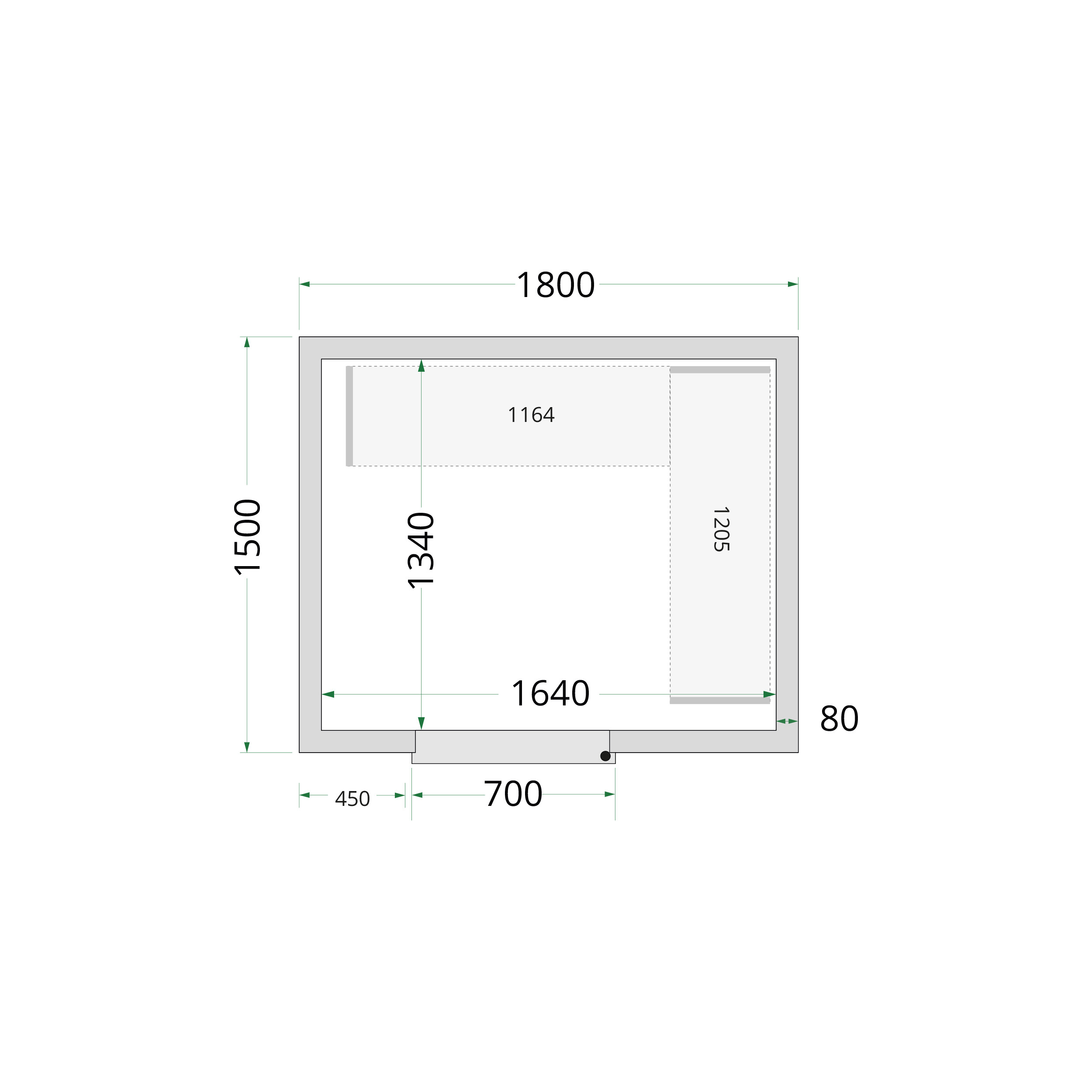 TEFCOLD CR 180x150x220 Koelcelpanelen 80 mm - Afbeelding 1