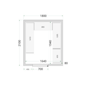 TEFCOLD CR 180x210x220 Koelcelpanelen 80 mm - Afbeelding 1