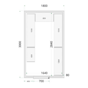 TEFCOLD CR 180x300x220 Koelcelpanelen 80 mm - Afbeelding 1