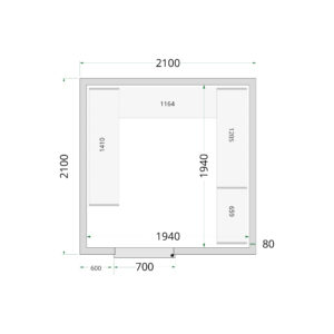 TEFCOLD CR 210x210x220 Koelcelpanelen 80 mm - Afbeelding 1