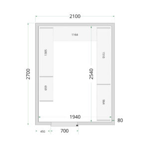 TEFCOLD CR 210x270x220 Koelcelpanelen 80 mm - Afbeelding 1