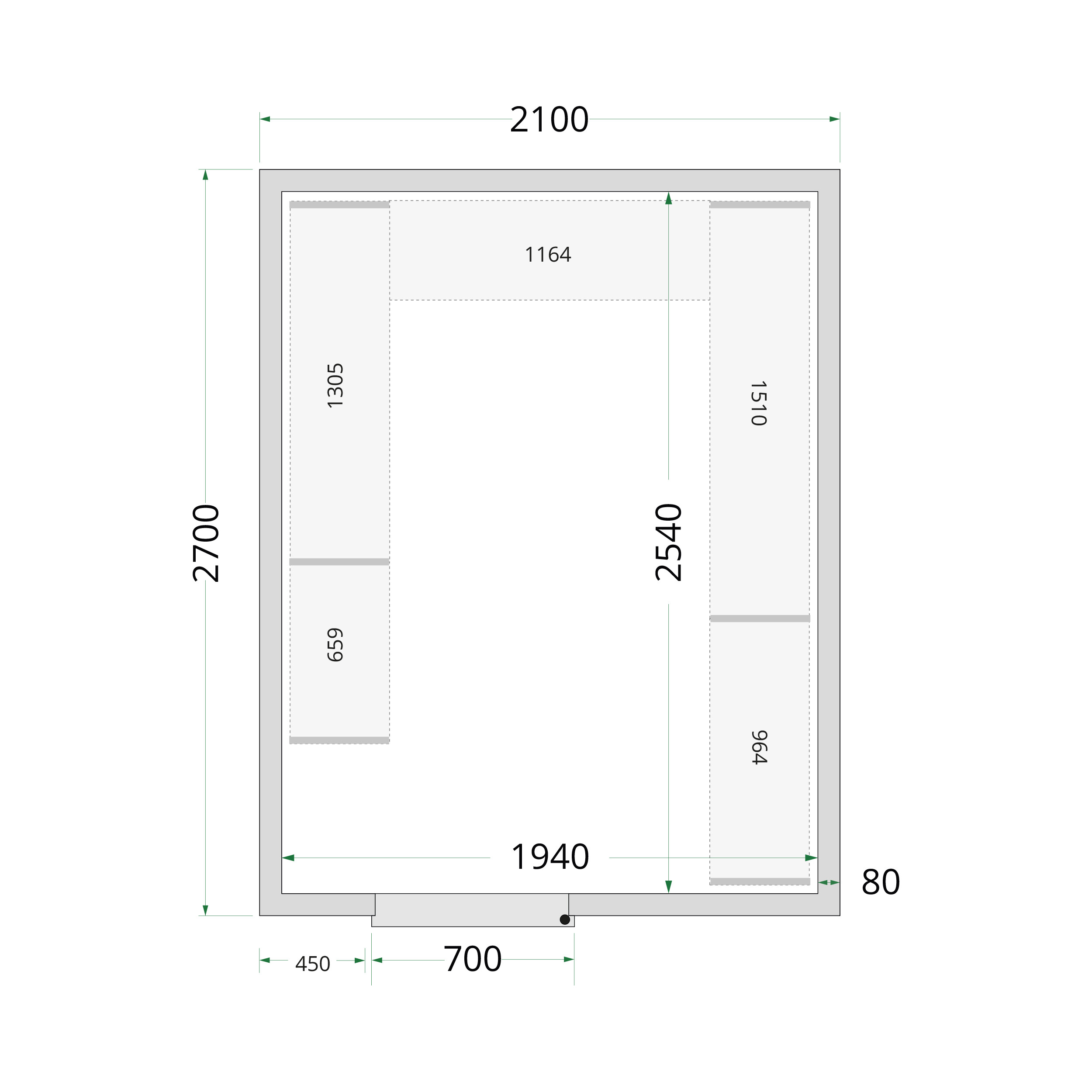 TEFCOLD CR 210x270x220 Koelcelpanelen 80 mm - Afbeelding 1