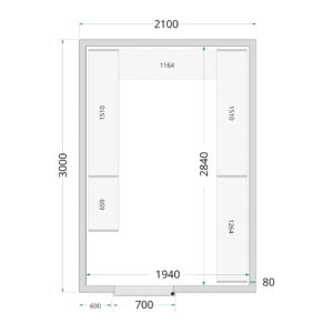 TEFCOLD CR 210x300x220 Koelcelpanelen 80 mm - Afbeelding 1