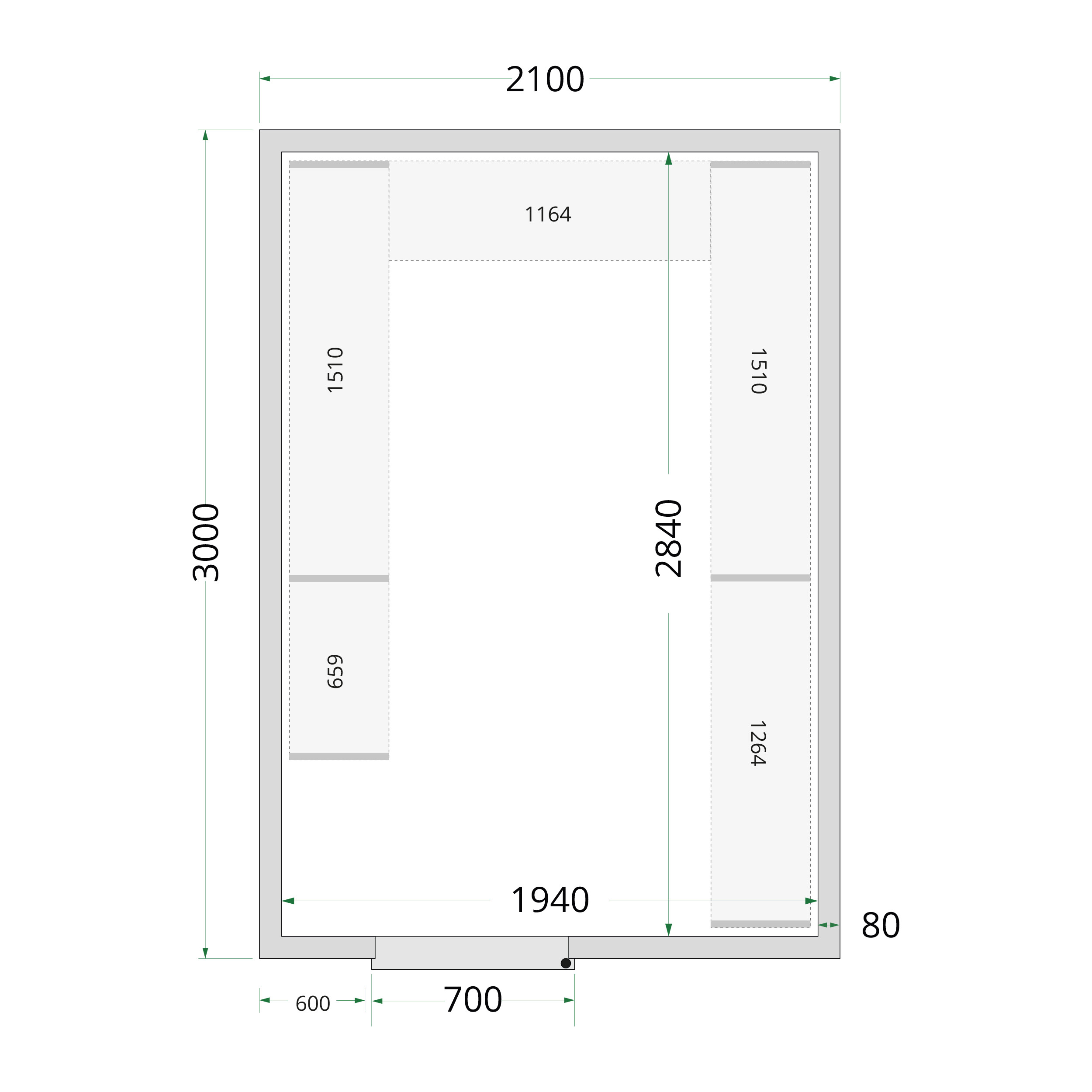 TEFCOLD CR 210x300x220 Koelcelpanelen 80 mm - Afbeelding 1