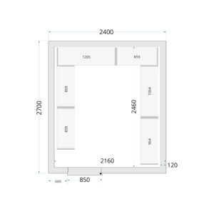 TEFCOLD CR 240x270x220 WD Vriescelpanelen 120 mm - 850 mm brede deur - Afbeelding 1