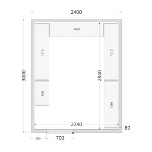 TEFCOLD CR 240x300x220 Koelcelpanelen 80 mm - Afbeelding 1