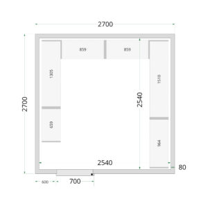 TEFCOLD CR 270x270x220 Koelcelpanelen 80 mm - Afbeelding 1