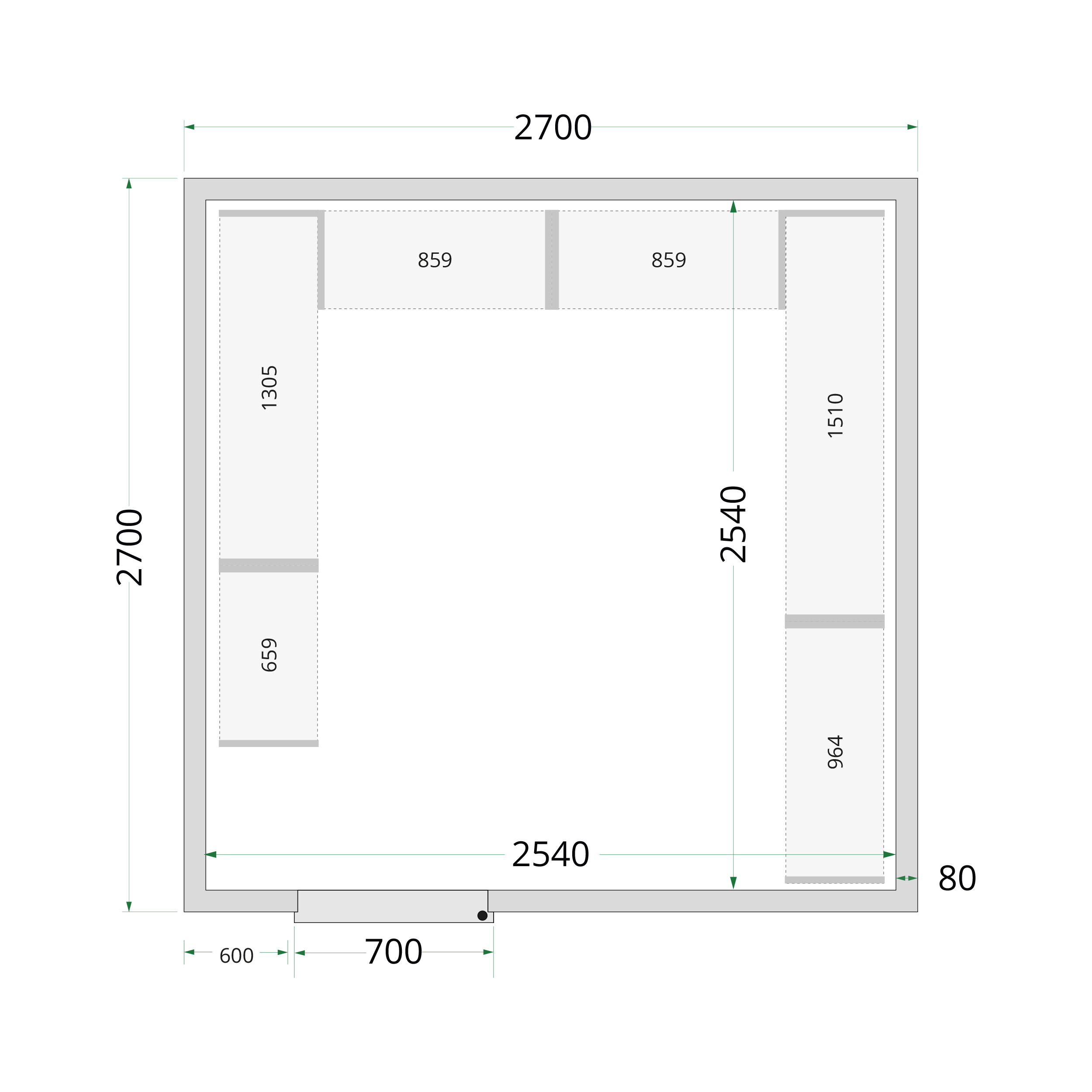 TEFCOLD CR 270x270x220 Koelcelpanelen 80 mm - Afbeelding 1