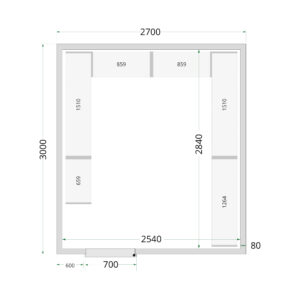 TEFCOLD CR 270x300x220 Koelcelpanelen 80 mm - Afbeelding 1