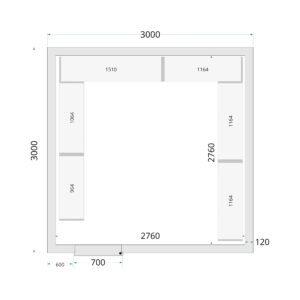 TEFCOLD CR 300x300x220 Vriescelpanelen 120 mm - Afbeelding 1