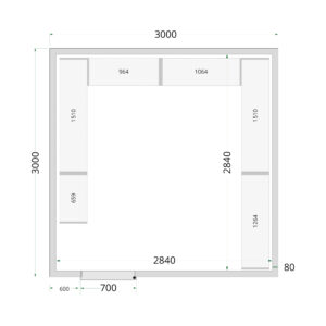 TEFCOLD CR 300x300x220 Koelcelpanelen 80 mm - Afbeelding 1