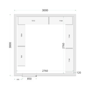 TEFCOLD CR 300x300x220 WD Vriescelpanelen 120 mm - 850 mm brede deur - Afbeelding 1