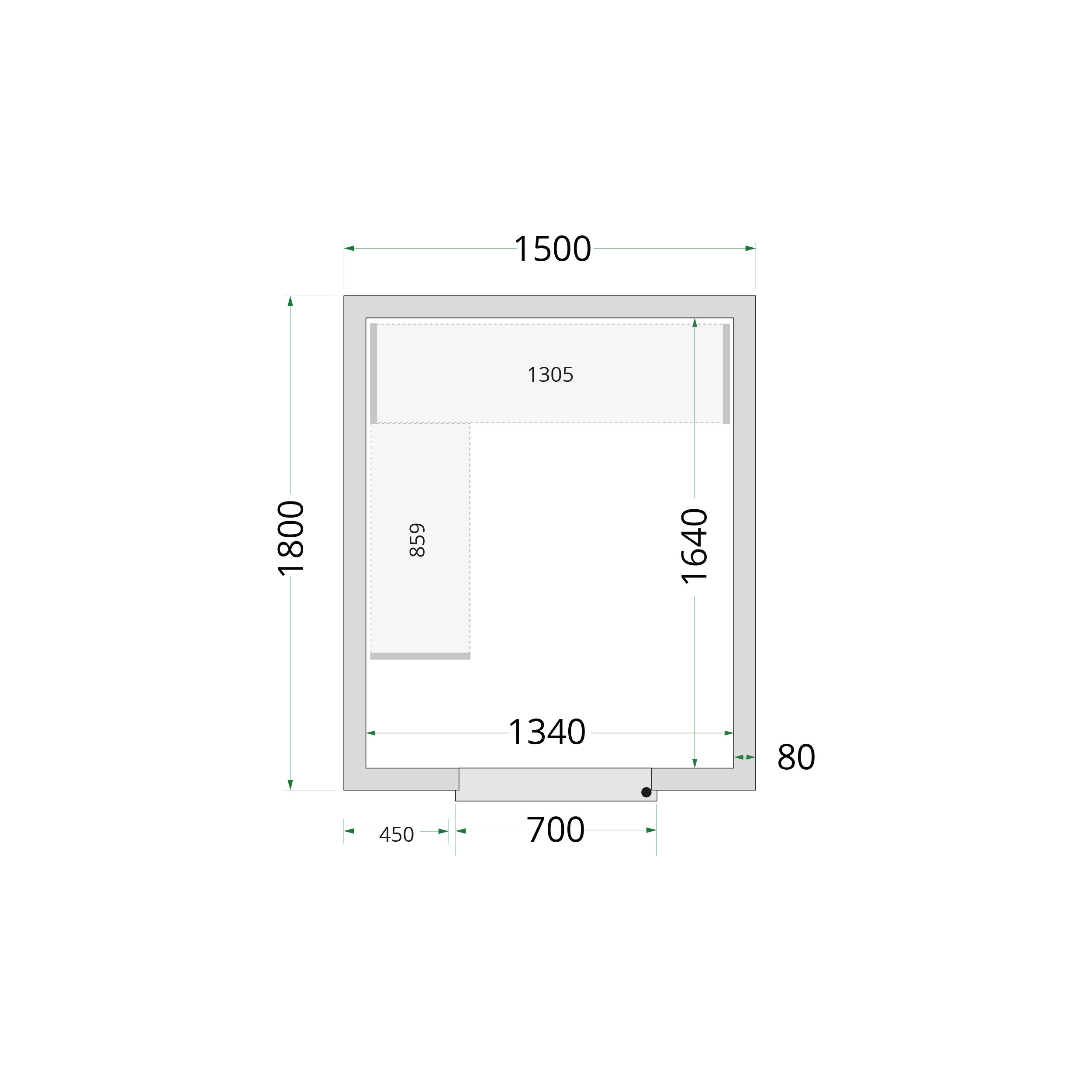 TEFCOLD CR 150x180x220 Koelcelpanelen 80 mm - Afbeelding 1